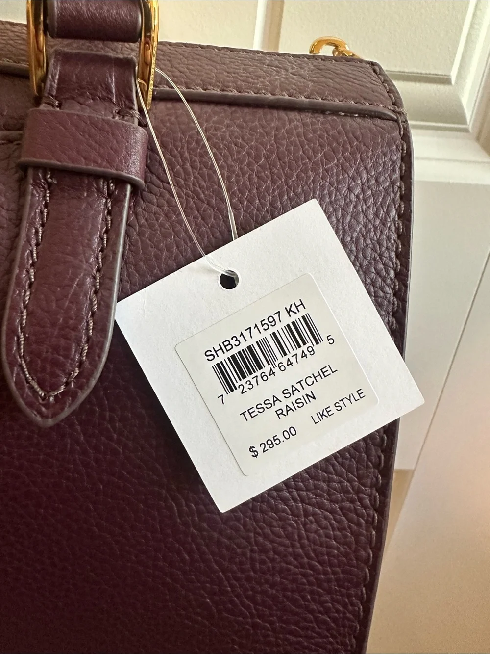 Fossil Women's Burgundy Pebbled Leather Satchel with Brass tone hardware